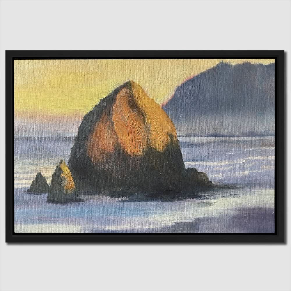 Haystack Rock Oregon - Earth Tones Canvas Wall Art