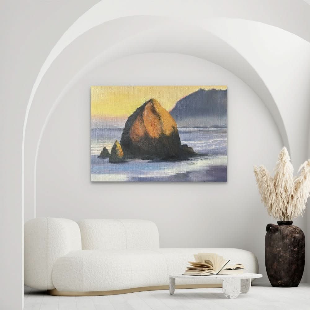 Haystack Rock Oregon - Wall Art in Black Frame