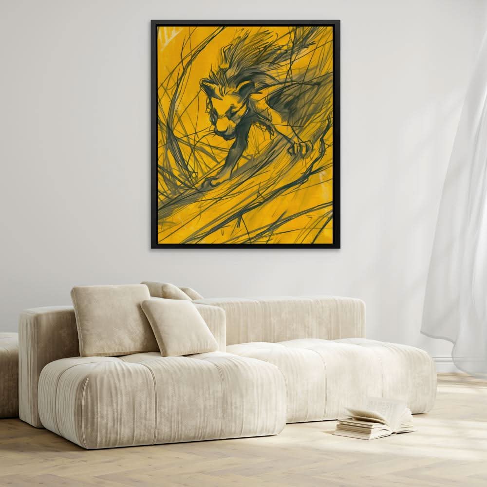 Heart of the Animal Kingdom - Yellow Canvas Wall Art