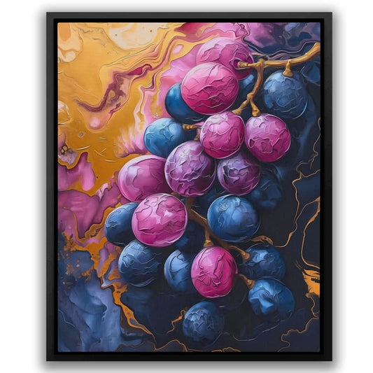 Heavenly Grapes - Modern Wall Art in Black Frame