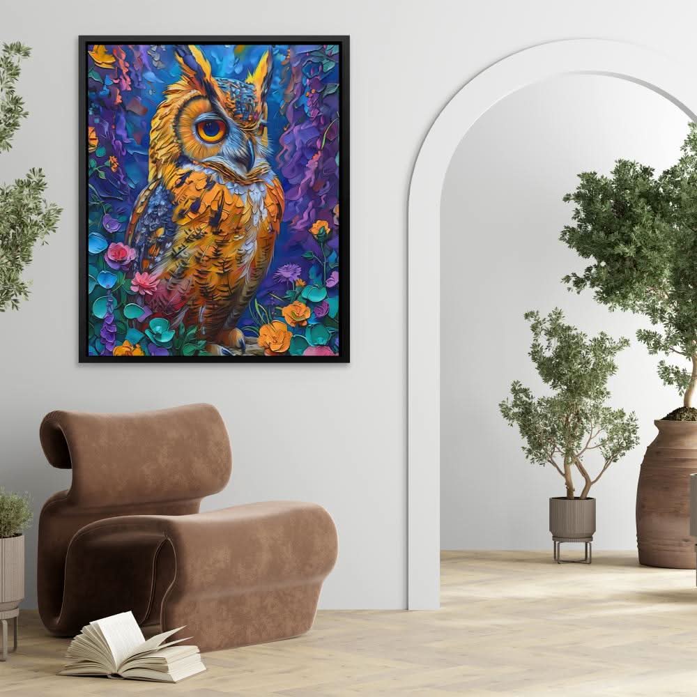 Heavenly Hues Owl - Large Modern Canvas Print