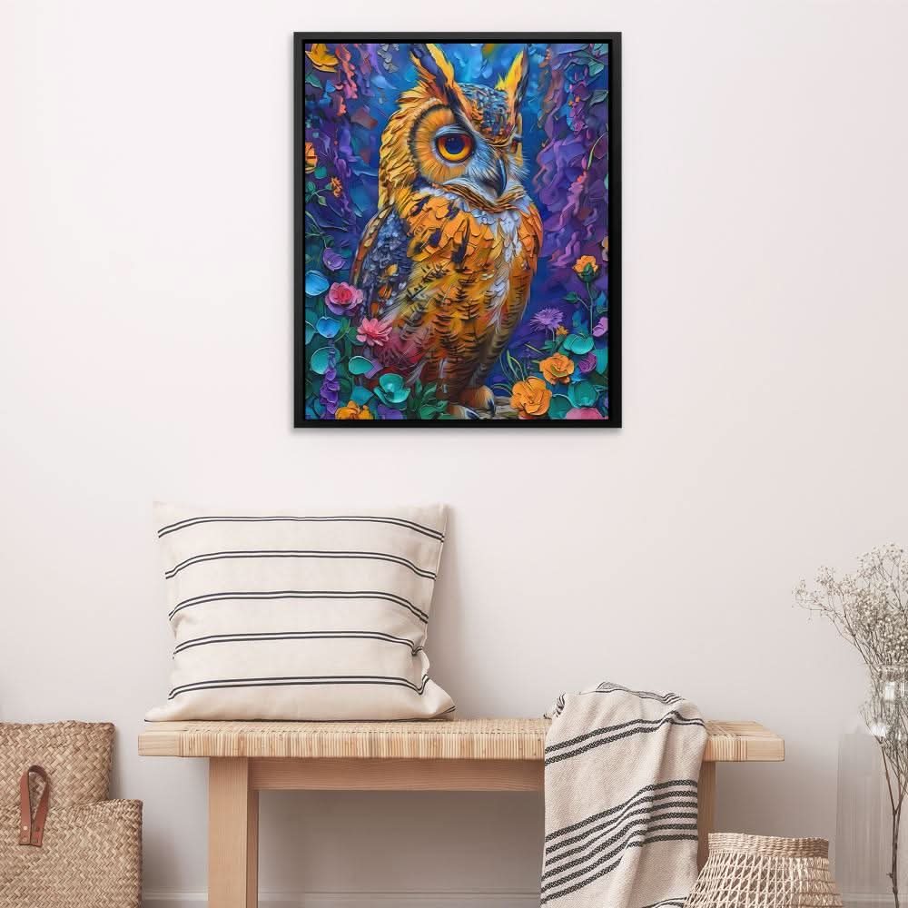 Heavenly Hues Owl - Modern Colorful Canvas Wall Art