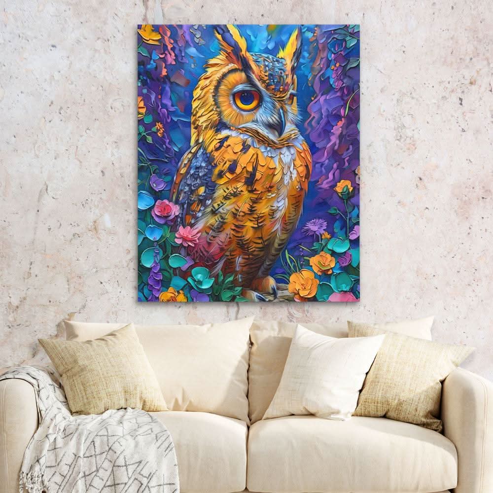 Heavenly Hues Owl - Psychedelic Wall Art Print