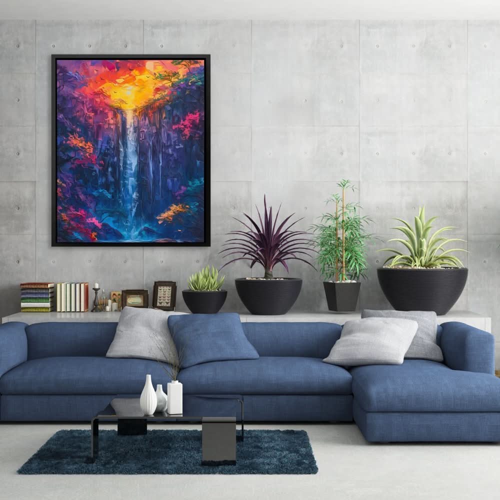 Heavenly Waterfall - Blue Wall Art for Bedroom