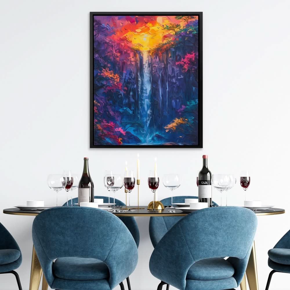 Heavenly Waterfall - Nature Wall Art in Black Frame