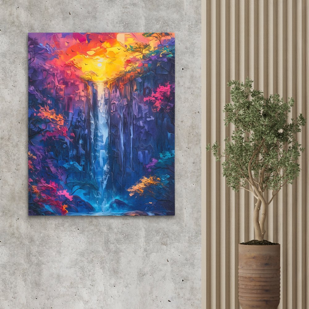 Heavenly Waterfall - Blue Nature Canvas Print