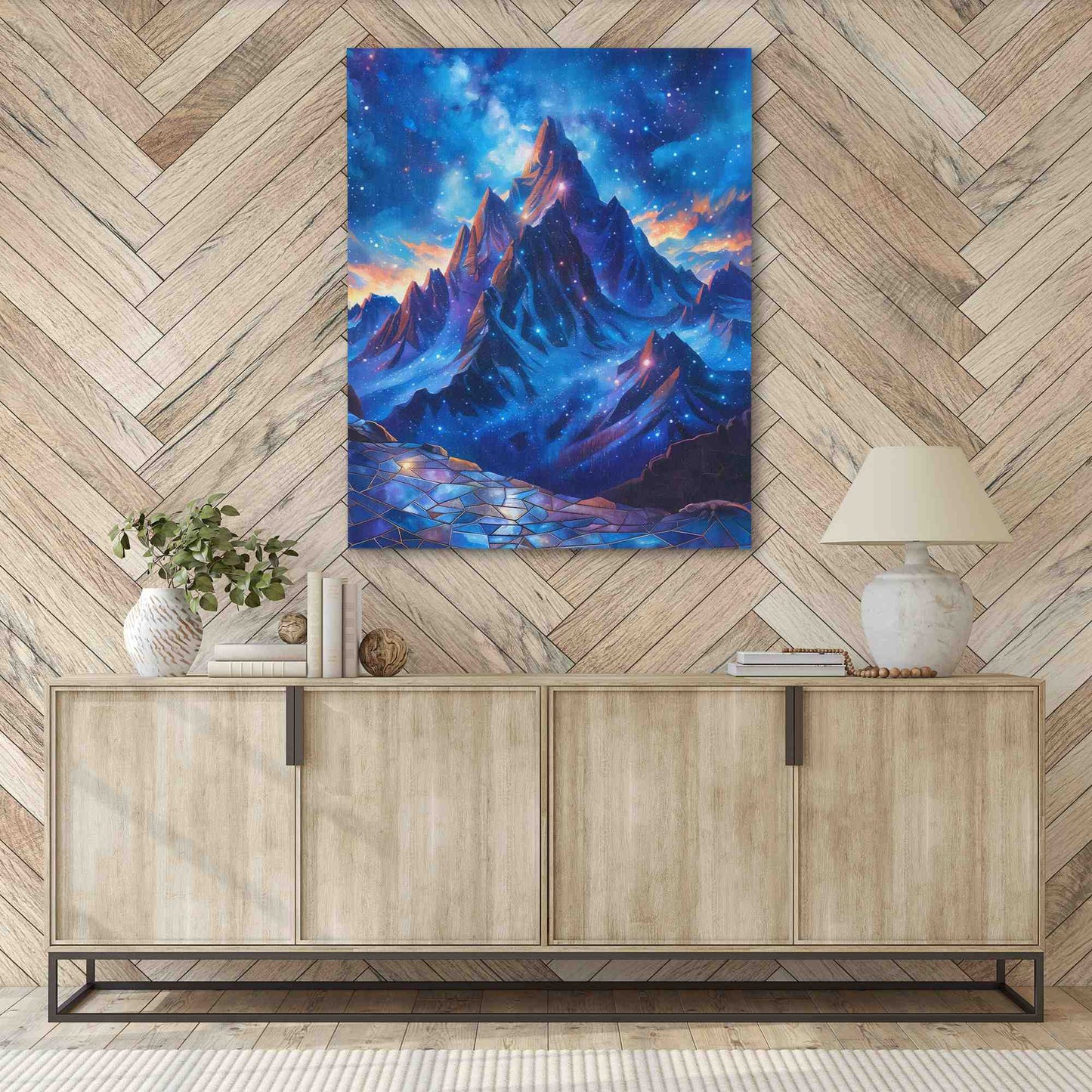 Hidden Arctic Mountains - Celestial Wall Art in Black Frame