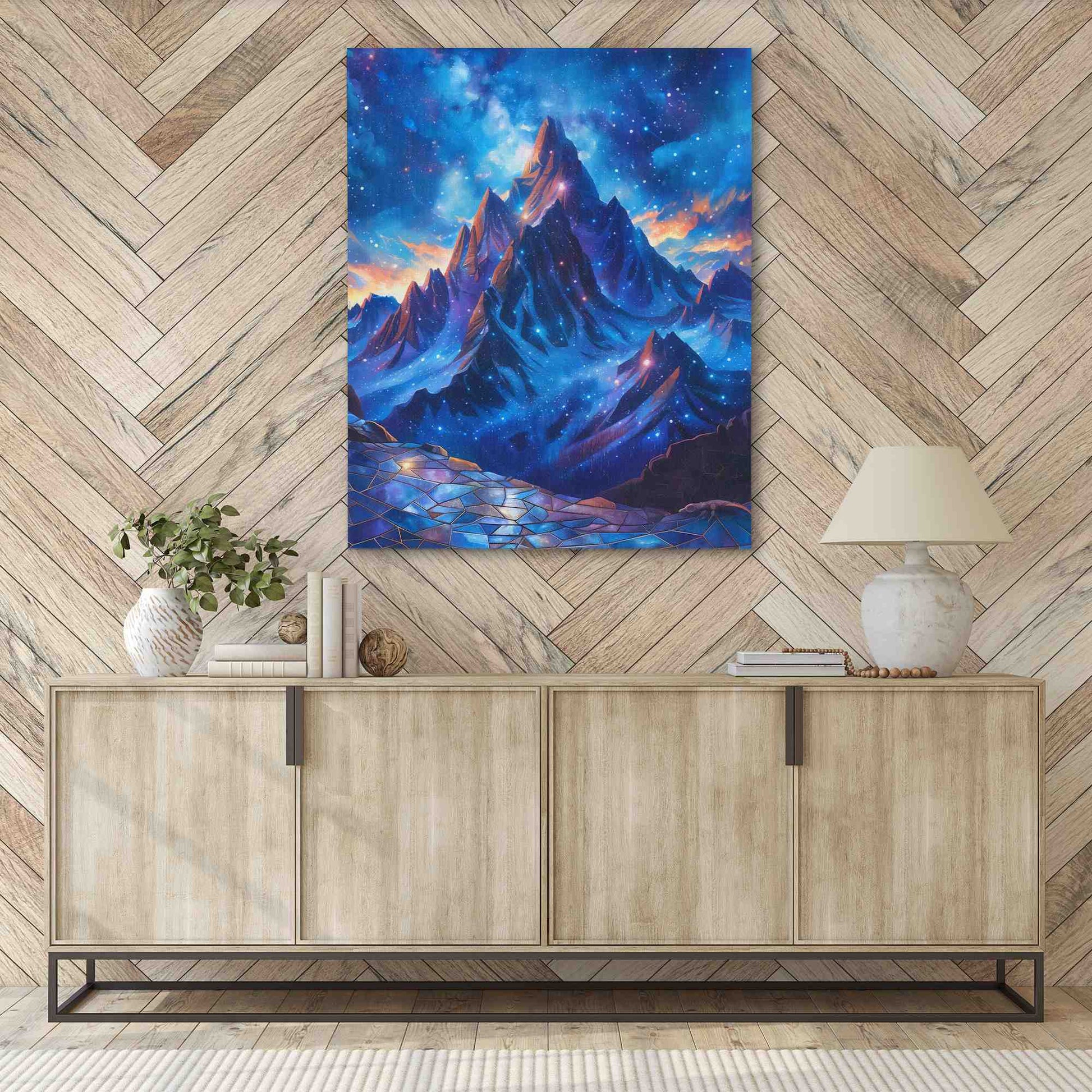 Hidden Arctic Mountains - Celestial Wall Art in Black Frame