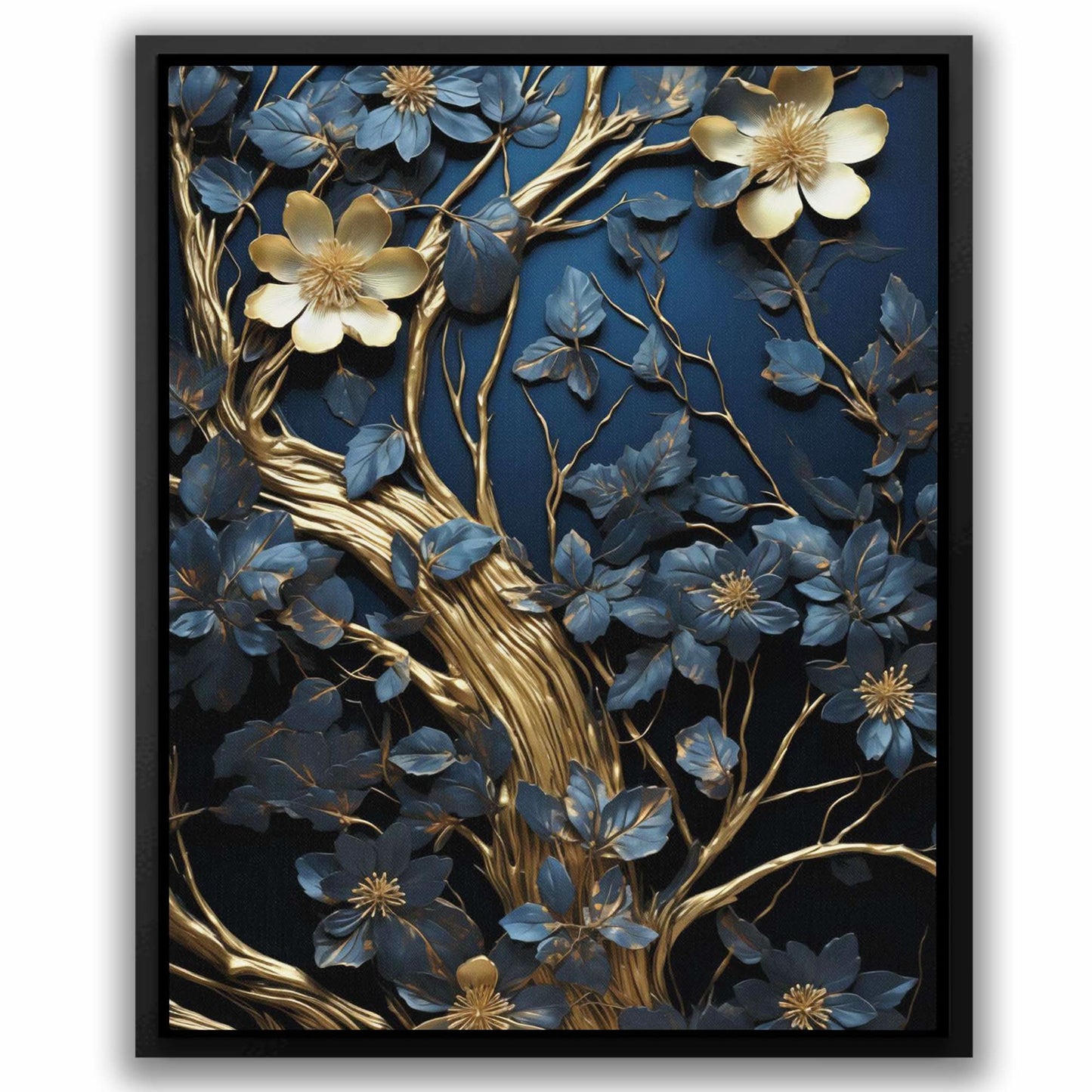 Hidden Garden - Abstract Black and Gold Canvas Wall Art