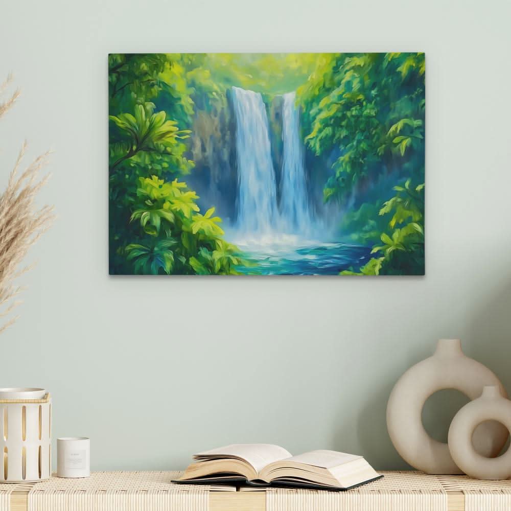 Hidden Waterfall - Emerald Art for Bathroom
