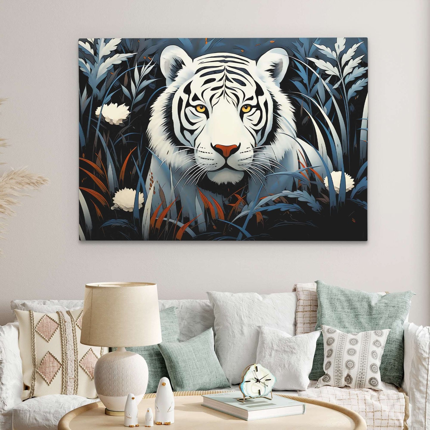 Hiding Tiger - Big Cat Wall Art in Black Frame