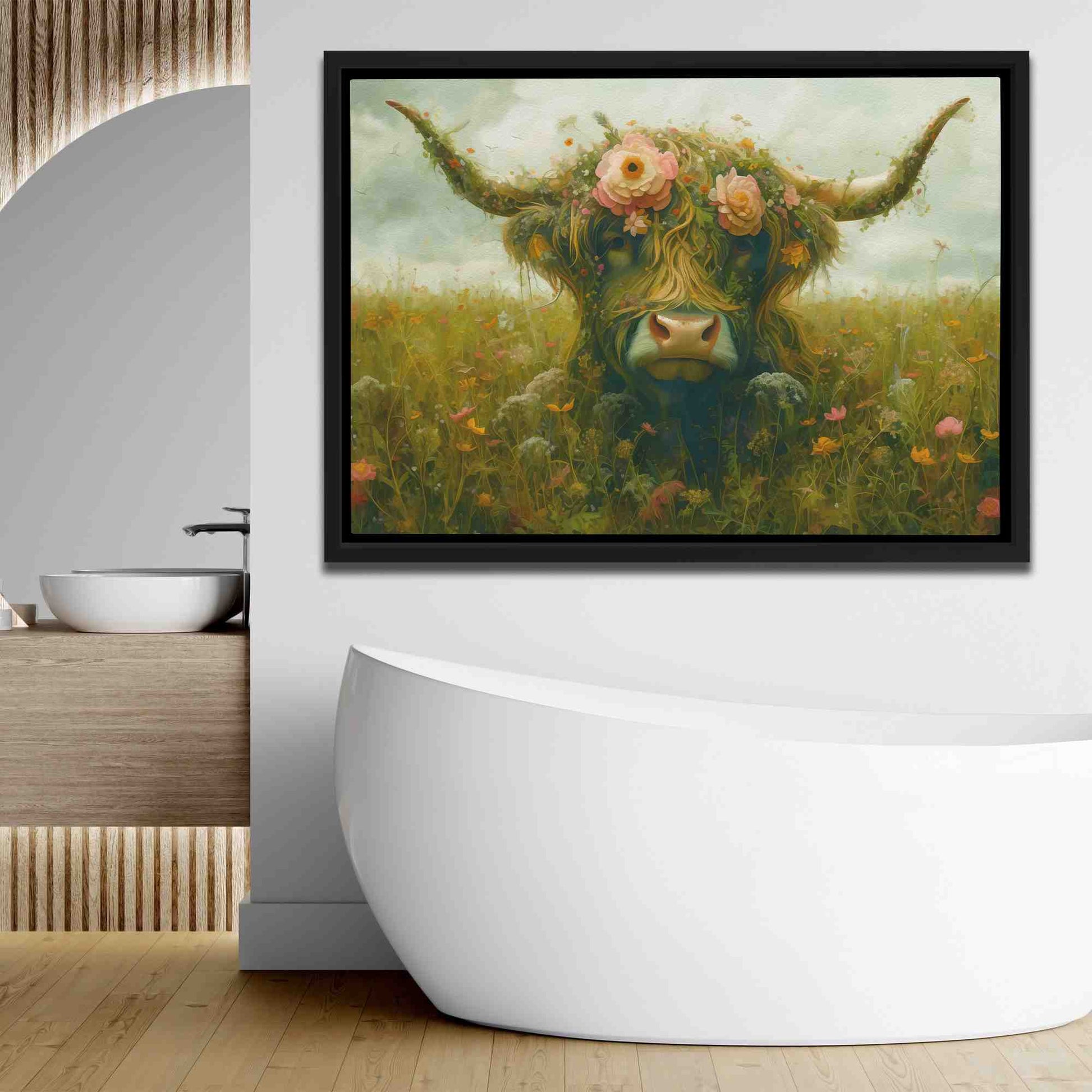 Highland Gaze - Surrealism Wall Art in Black Frame