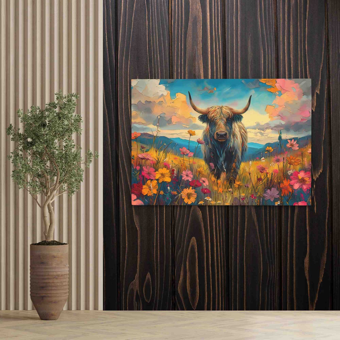 Highland Horns - Wall Art in Black Frame