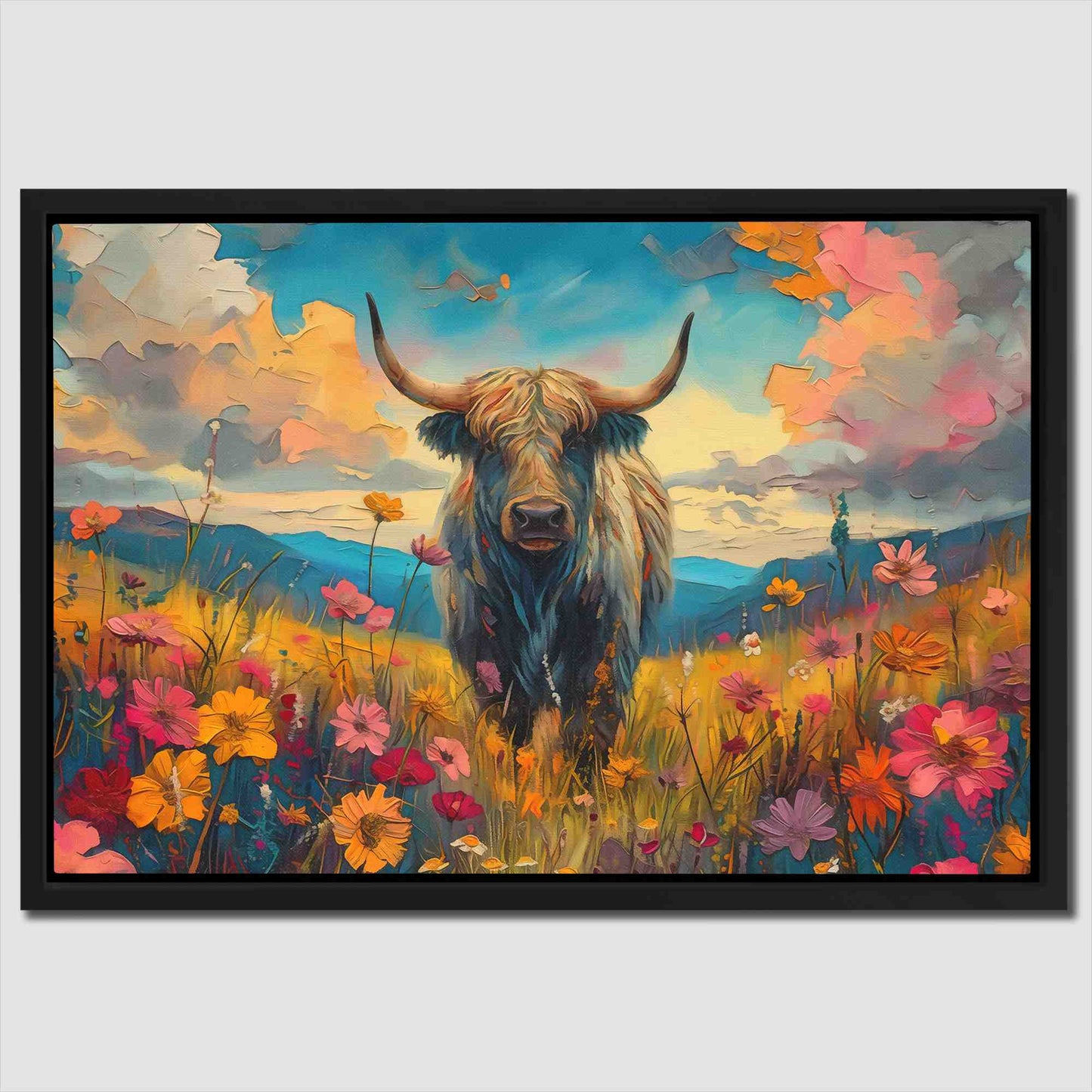 Highland Horns - Colorful Bull Canvas Print