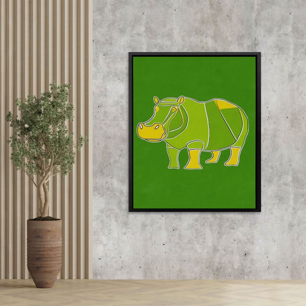 Hippo Doodle - Animals Art for Home Office