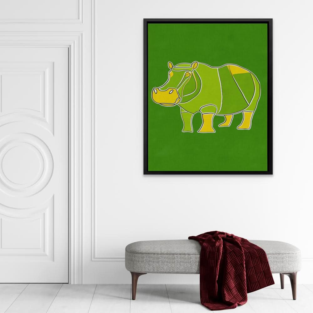 Hippo Doodle - Oversized Animals Canvas Wall Art