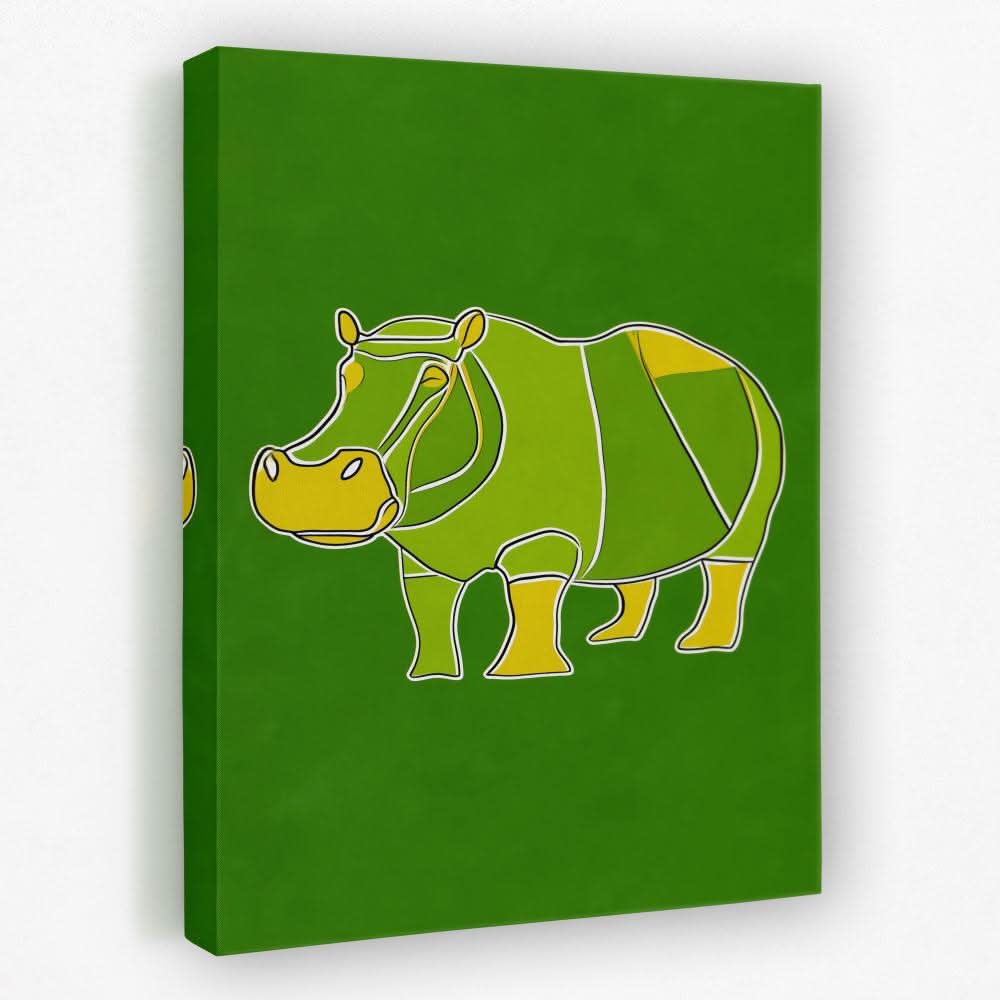 Hippo Doodle - Animals Canvas Wall Art