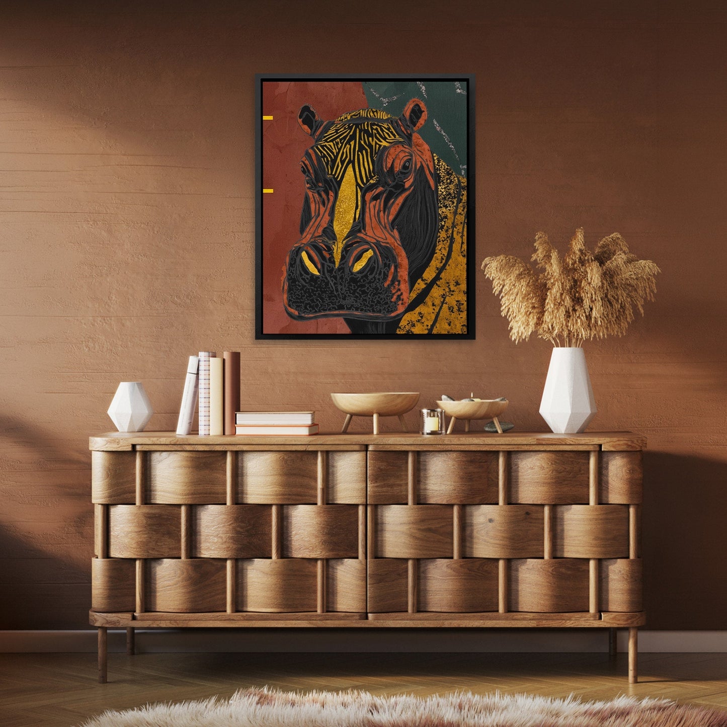 Hippo Golden Throne - Luxury Wall Art