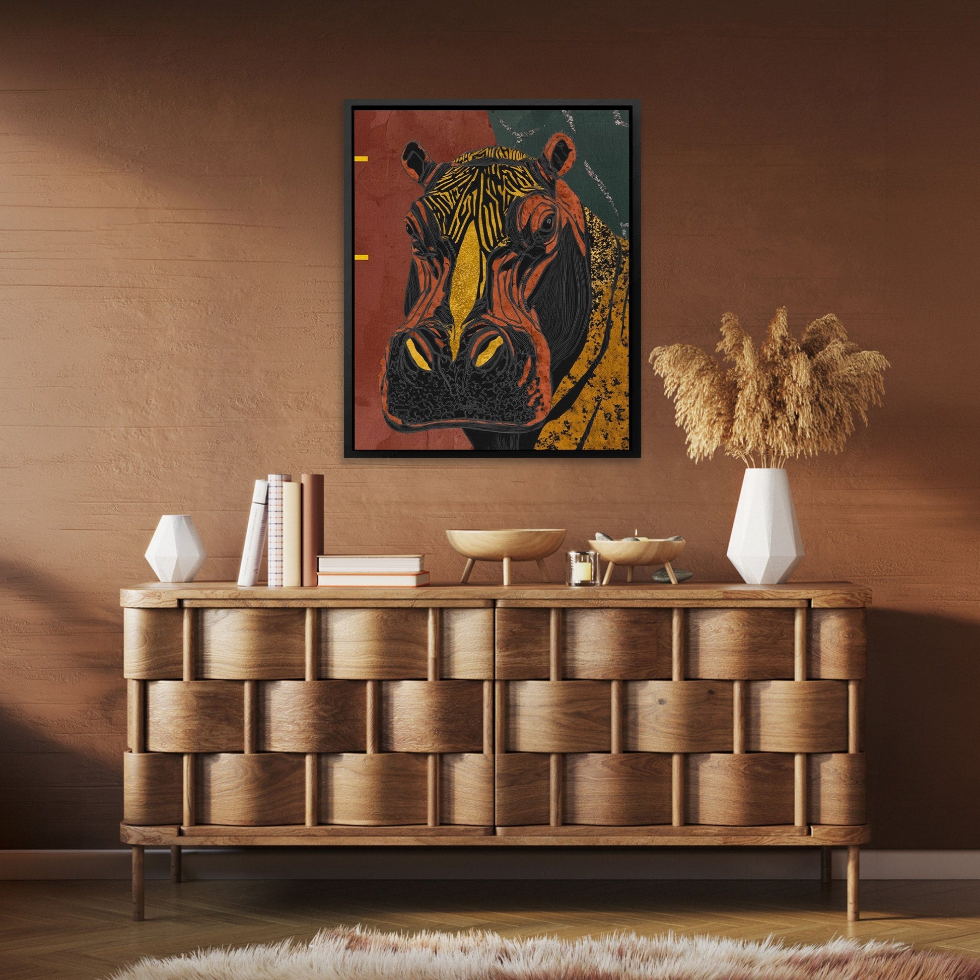 Hippo Golden Throne - Luxury Wall Art