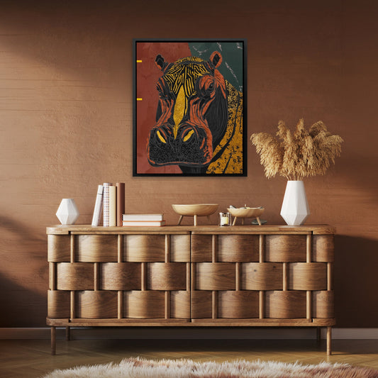 Hippo Golden Throne - Luxury Wall Art