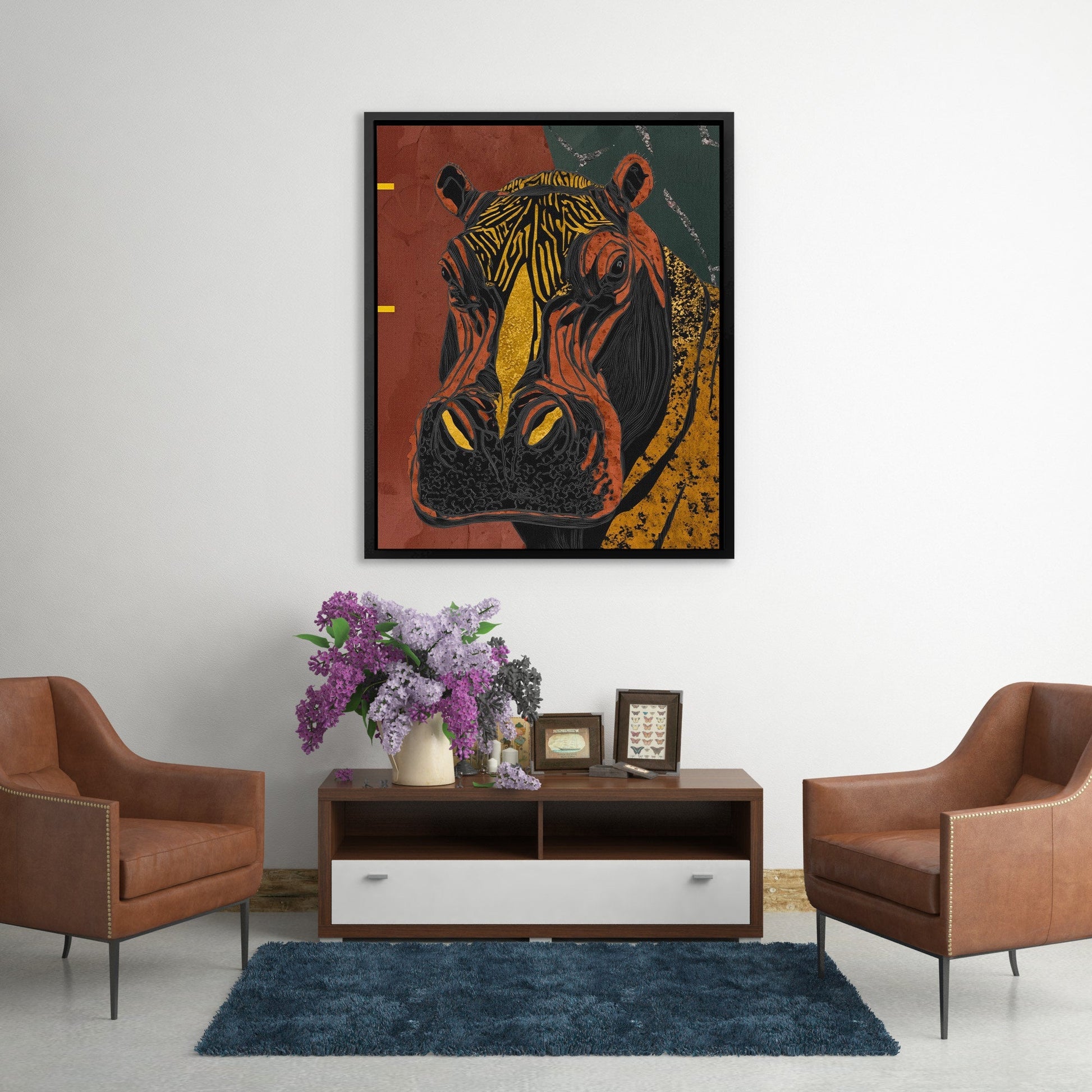 Hippo Golden Throne - Luxury Wall Art