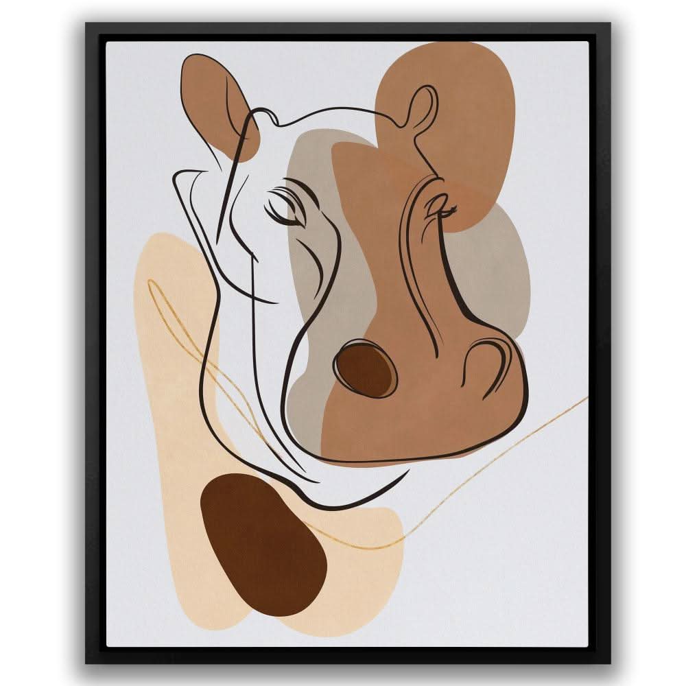 Hippo Head - Contemporary Neutral Canvas Wall Art