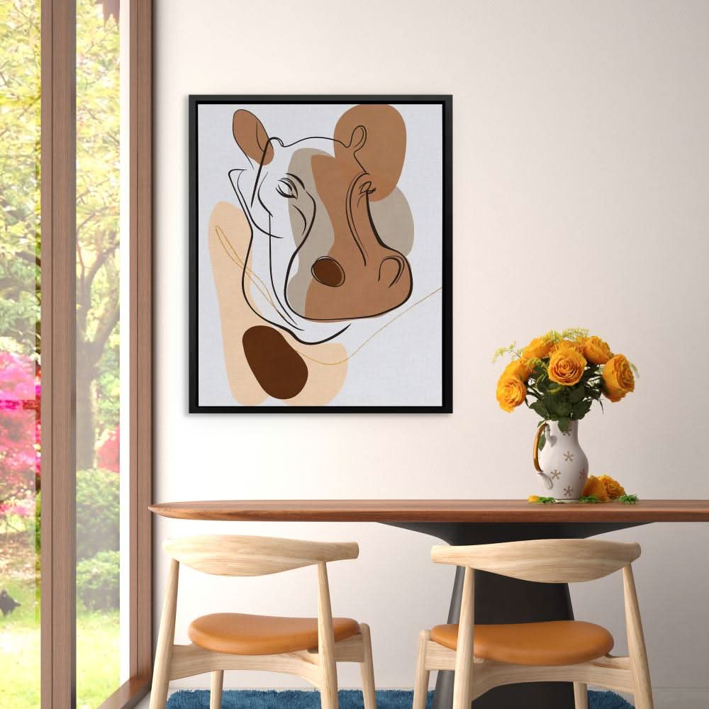Hippo Head - Earth Tones Hippo Canvas Print
