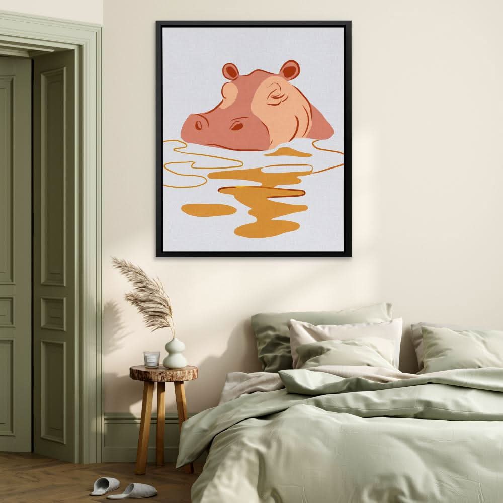 Hippo Sleeping - Oversized Animals Canvas Wall Art