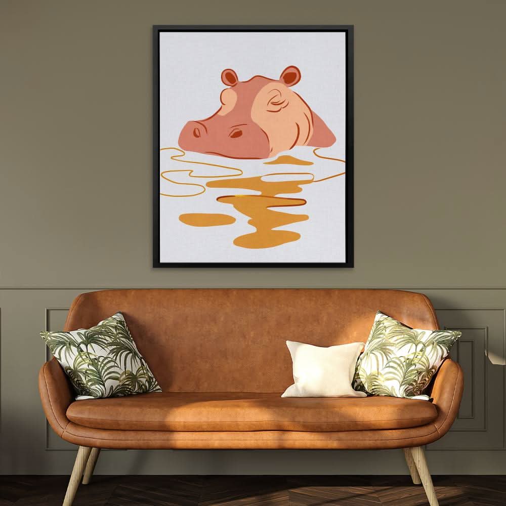 Hippo Sleeping - Minimalist Wall Art Print