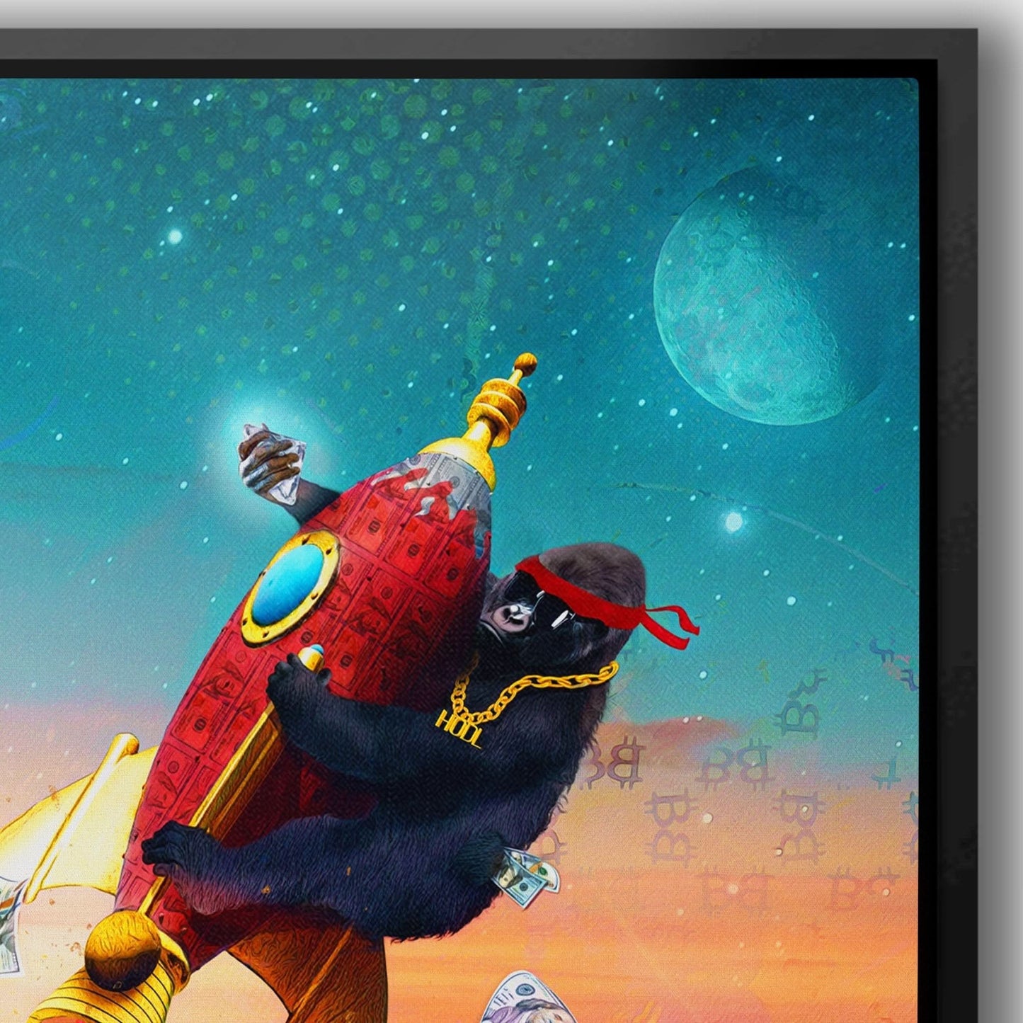 HODL Ape - Ape Wall Art in Black Frame