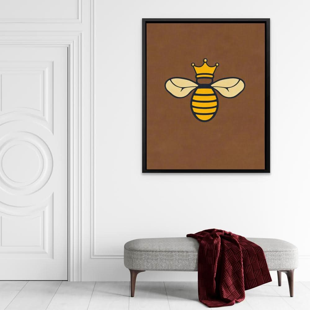 Honey Bee Queen - Minimalist Gold Canvas Wall Art