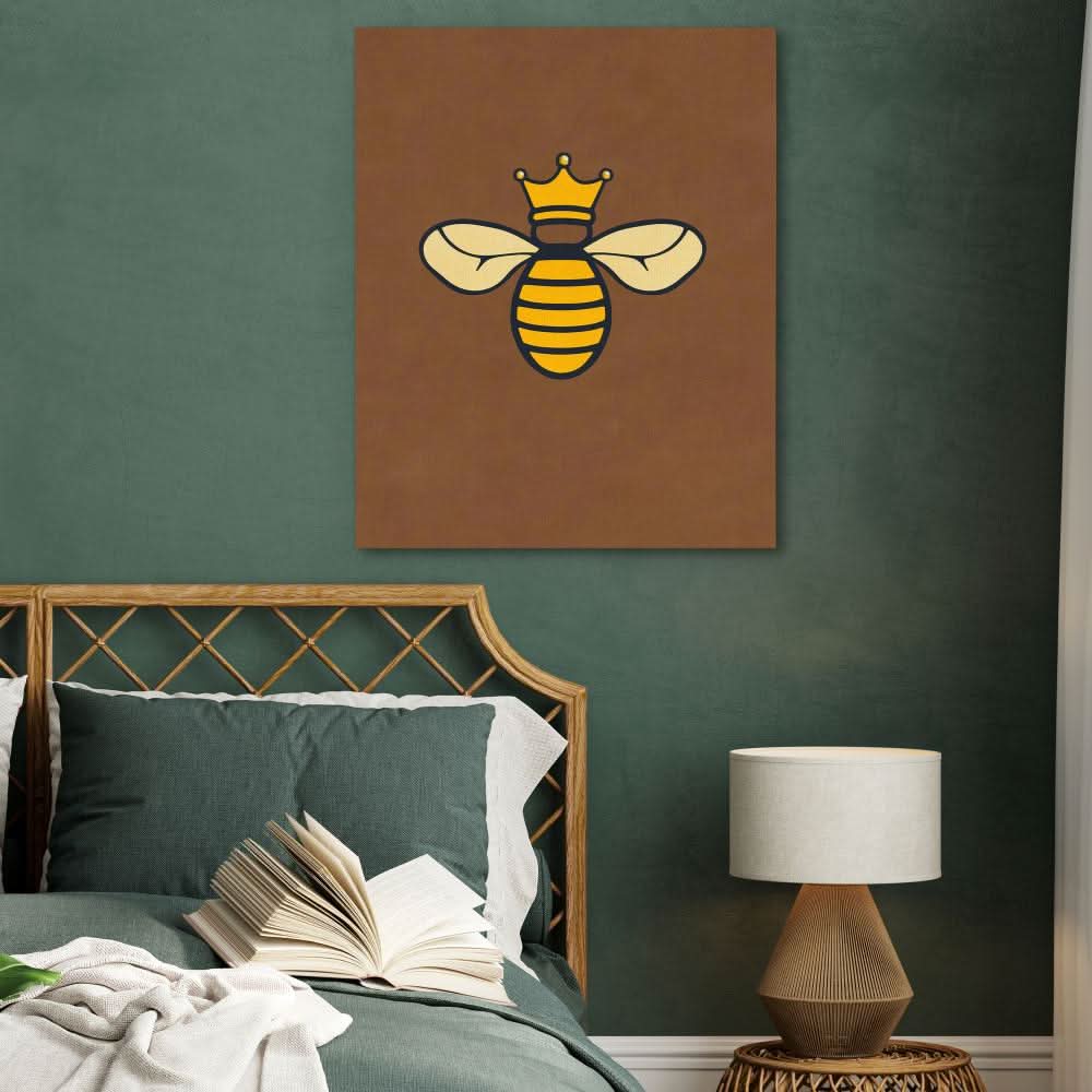 Honey Bee Queen - Contemporary Wall Art in Black Frame