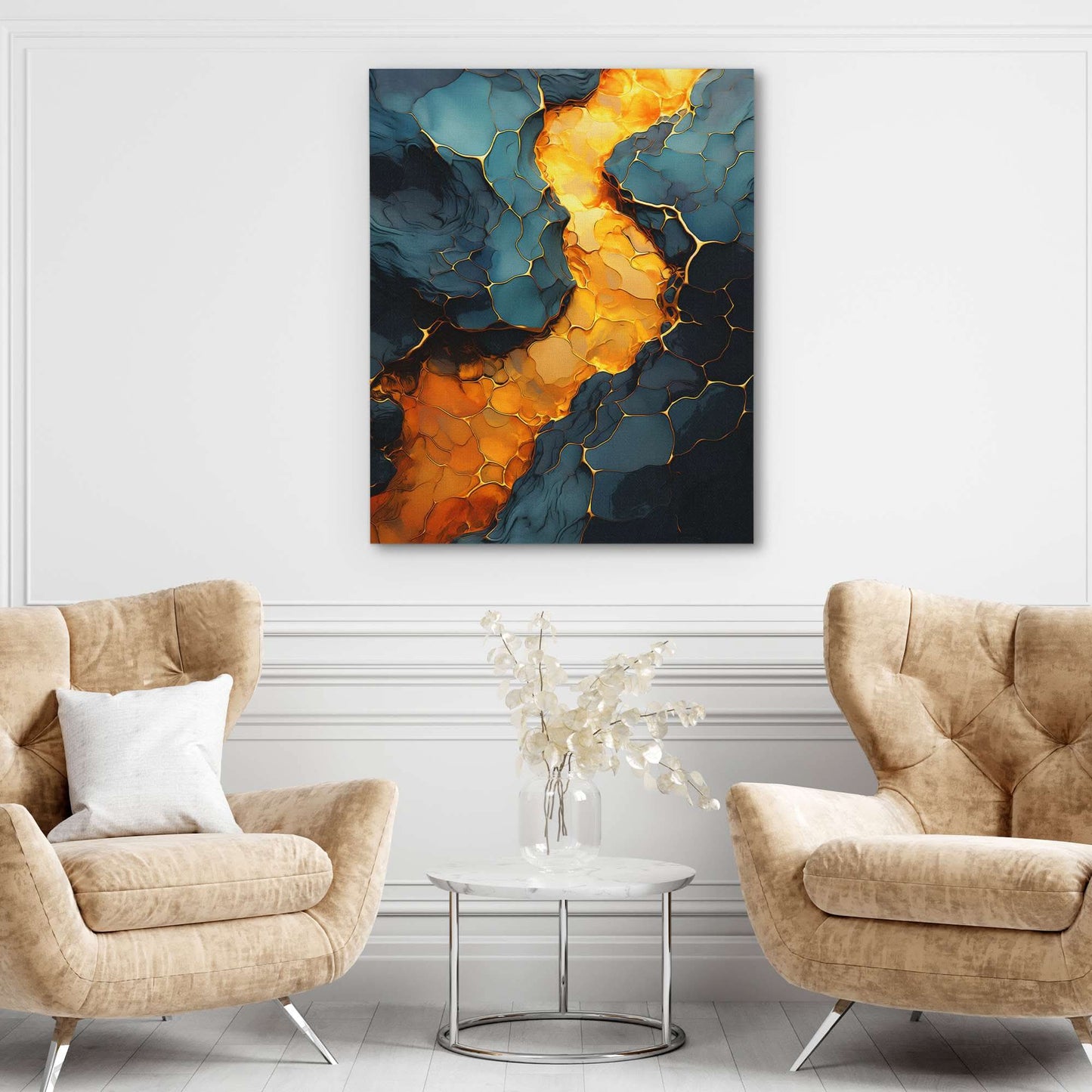 Honeycomb Lava - Abstract Wall Art in Black Frame