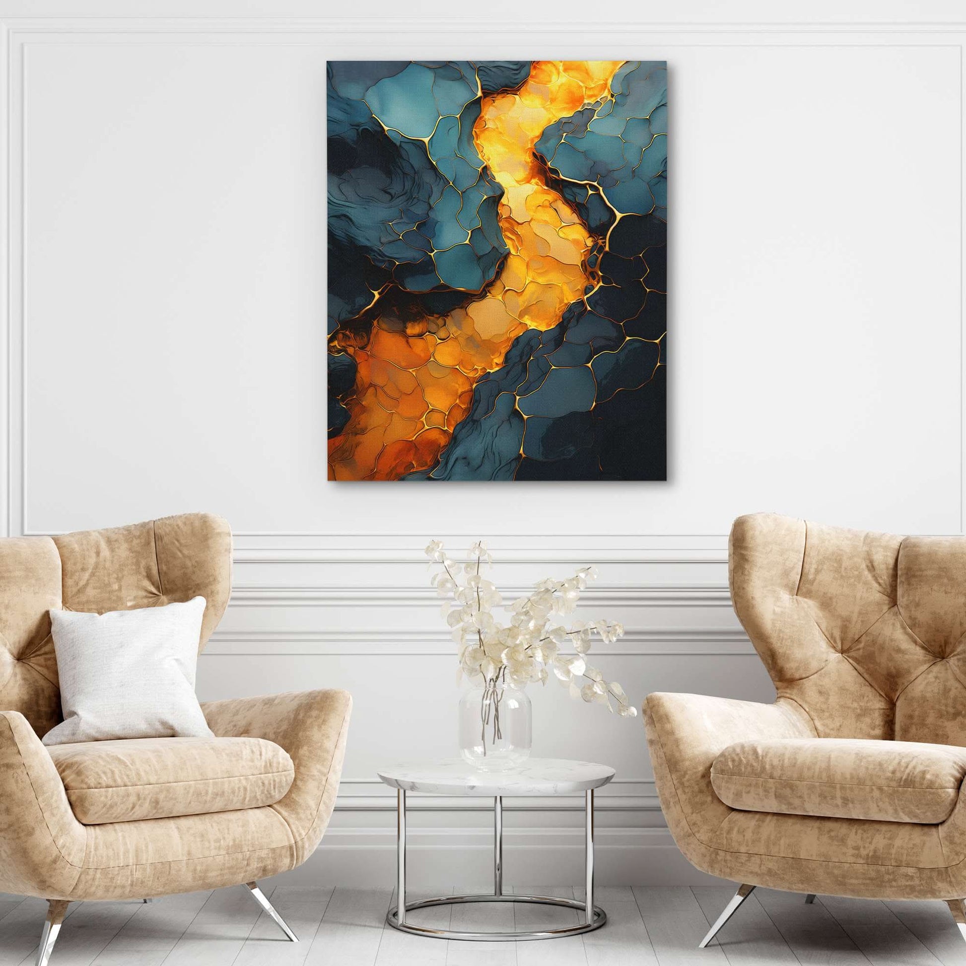 Honeycomb Lava - Abstract Wall Art in Black Frame