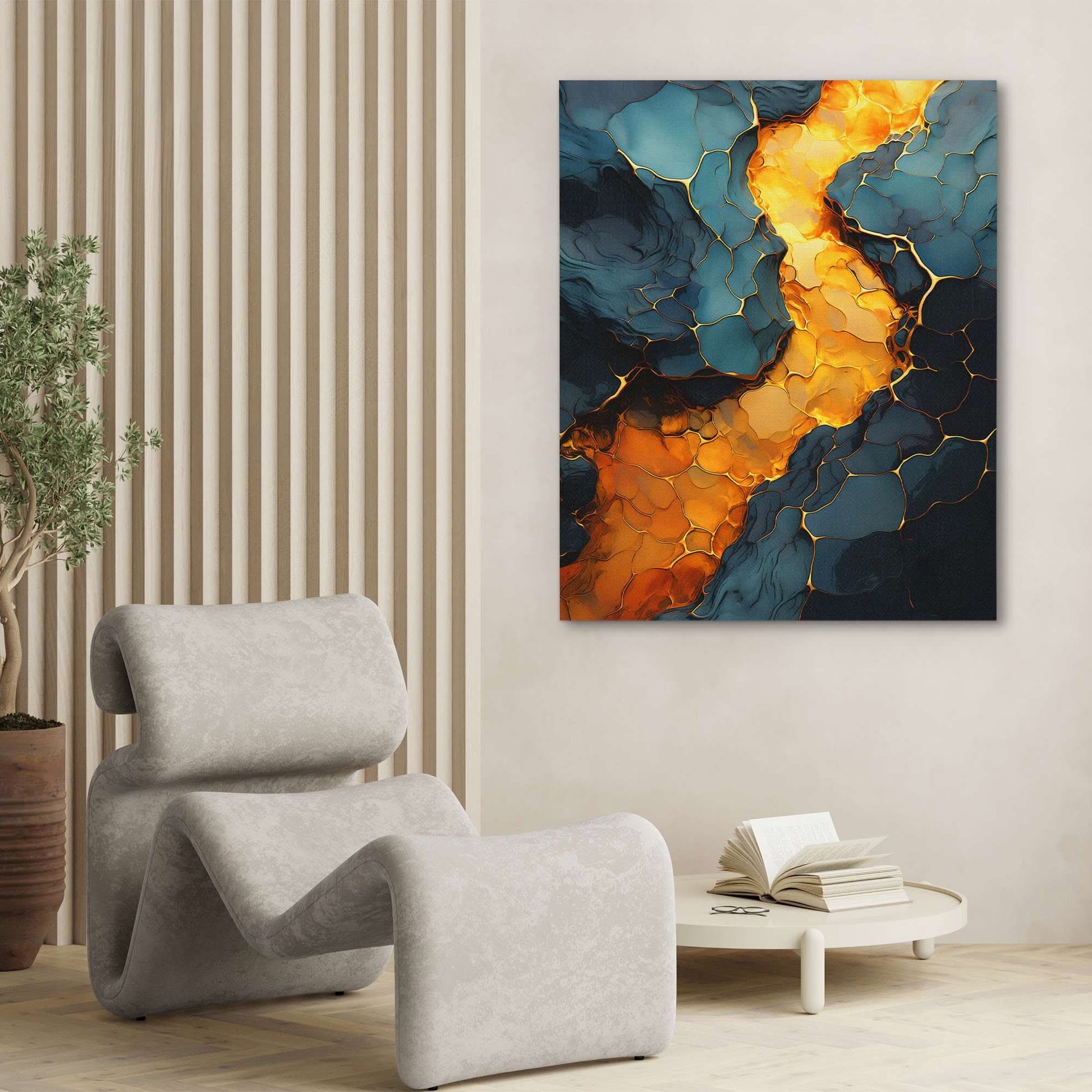 Honeycomb Lava - Blue Wall Art
