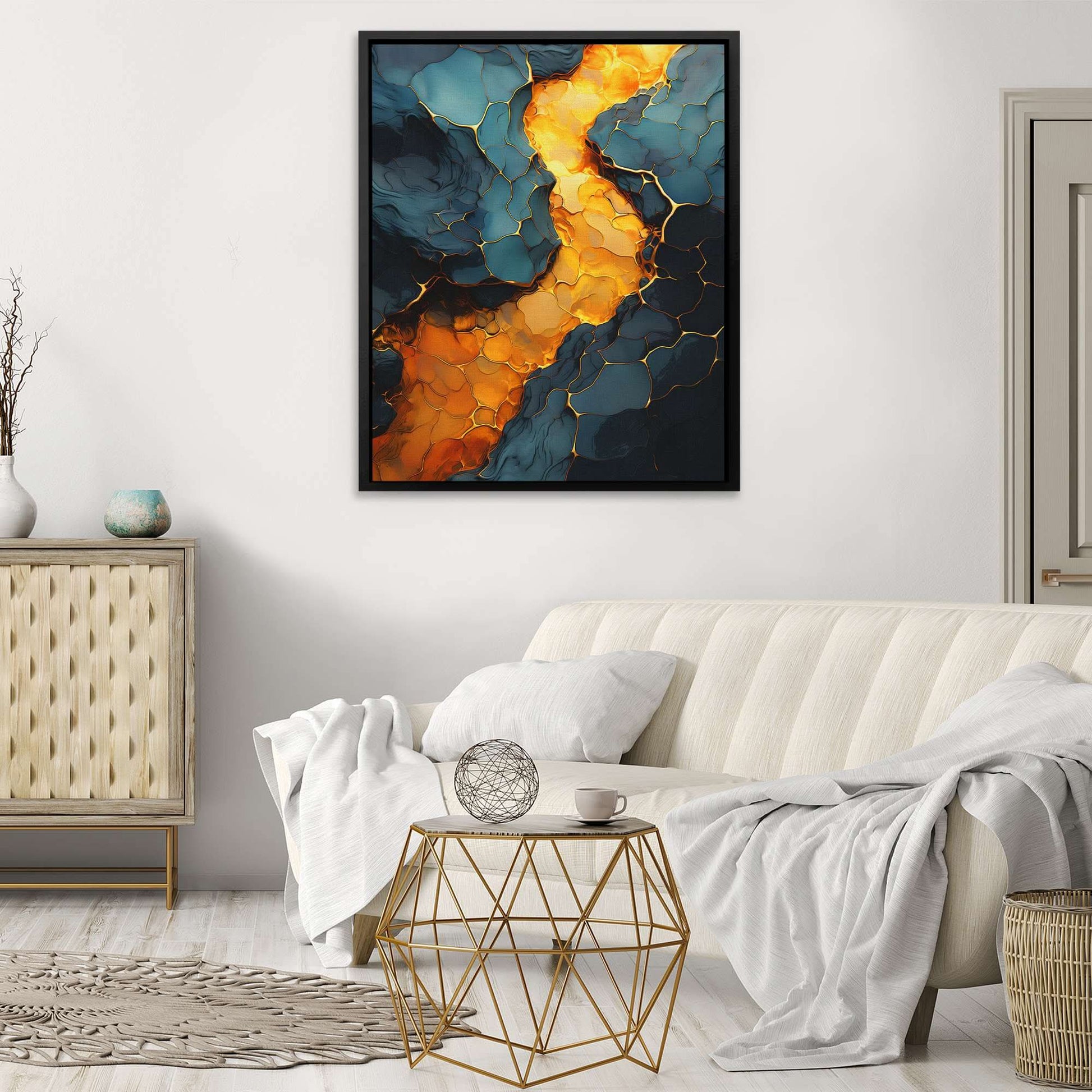 Honeycomb Lava - Lava Wall Art in Black Frame