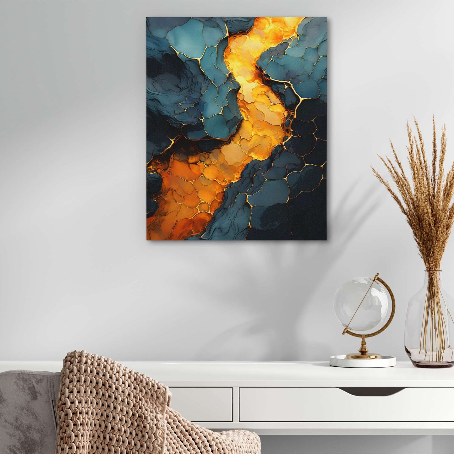 Honeycomb Lava - Abstract Blue Canvas Wall Art