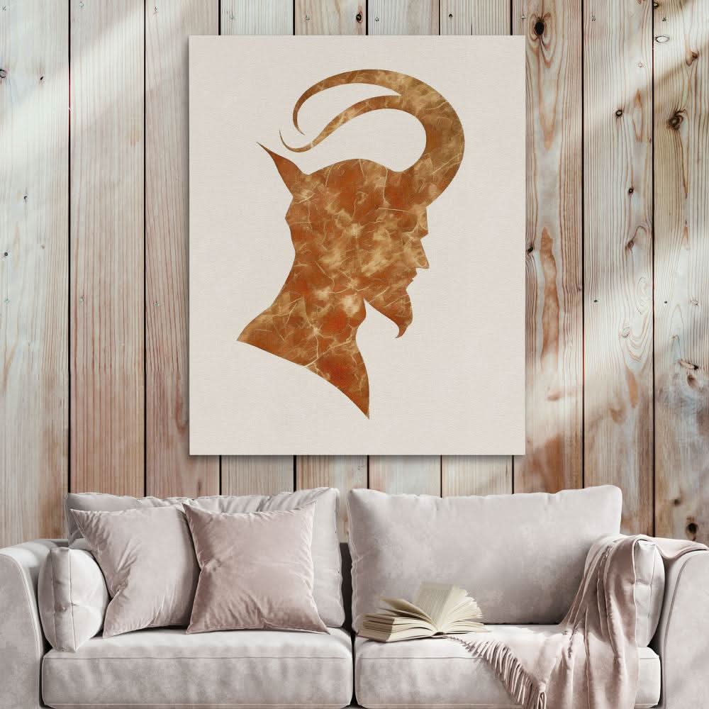 Horns of Chaos - Macabre Wall Art in Black Frame