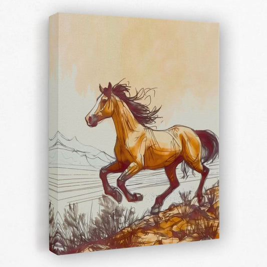 Horse Doodle - Animals Canvas Wall Art