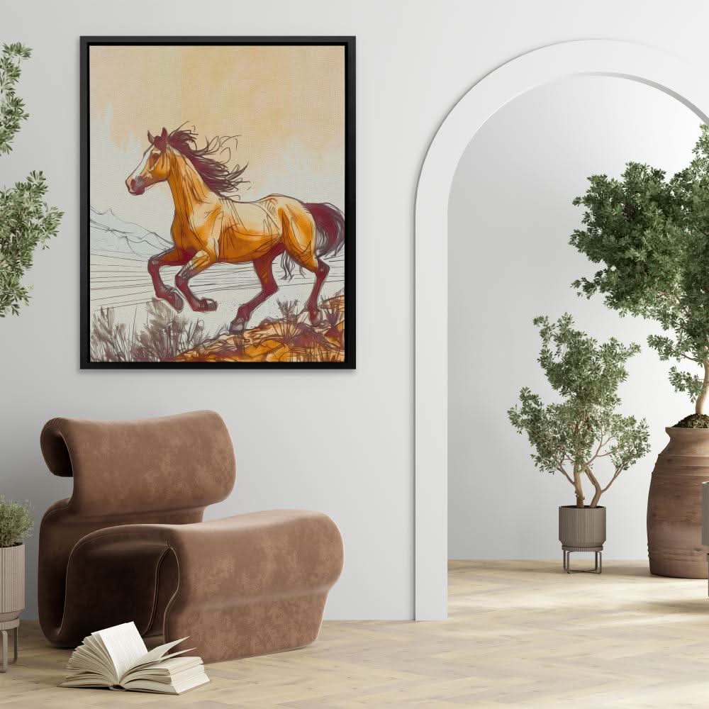 Horse Doodle - Brown Wall Art for Dining Room