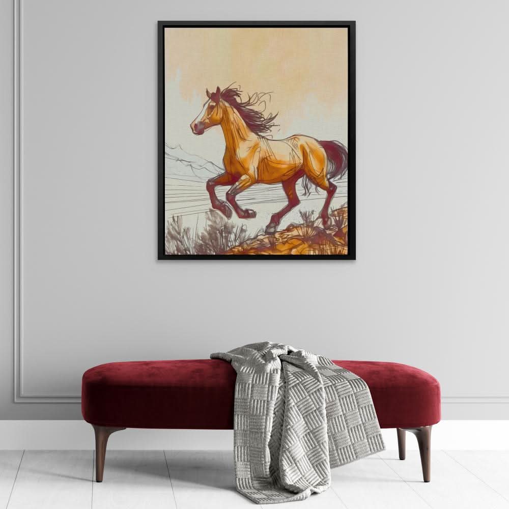 Horse Doodle - Modern Earth Tones Canvas Wall Art