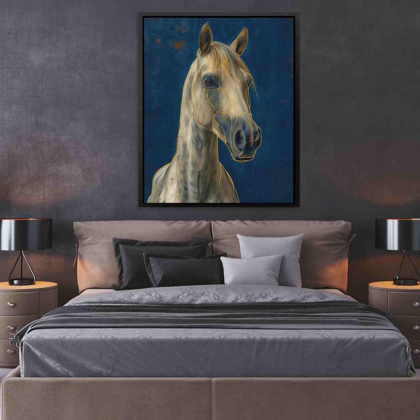Horse Structure - Country and Farm Wall Art in Black Frame
