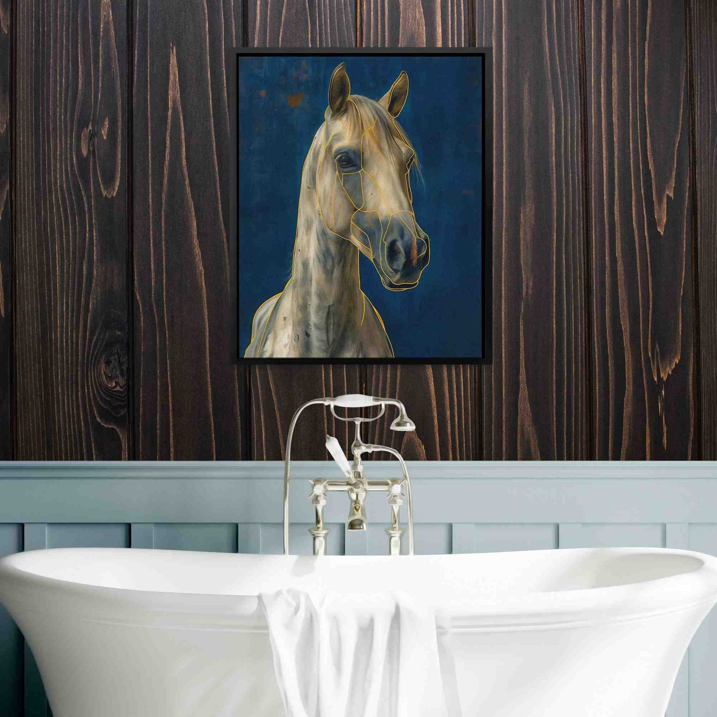 Horse Structure - Modern Gold Canvas Wall Art