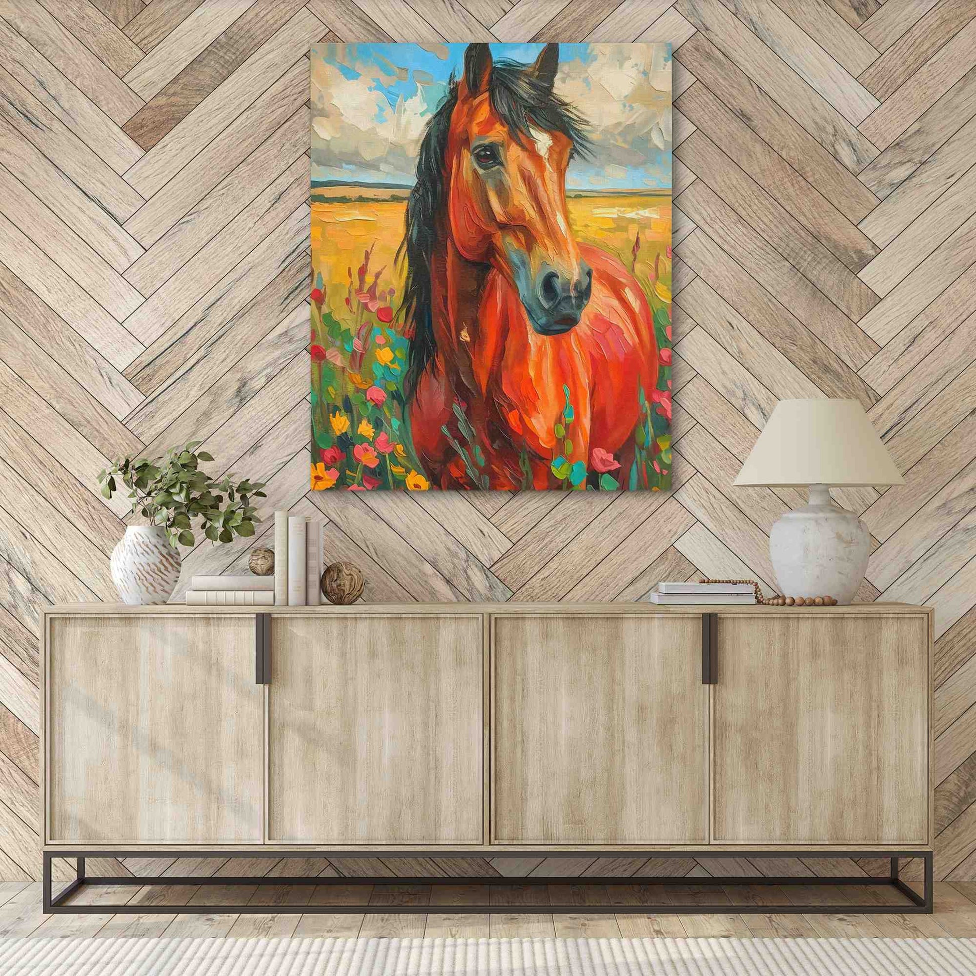 Horse Walker - Animals Wall Art in Black Frame