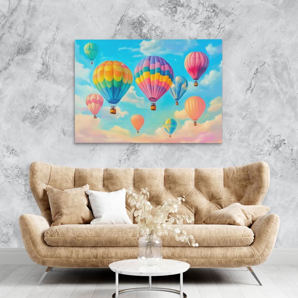Hot Air Heaven - Blue Canvas Wall Art