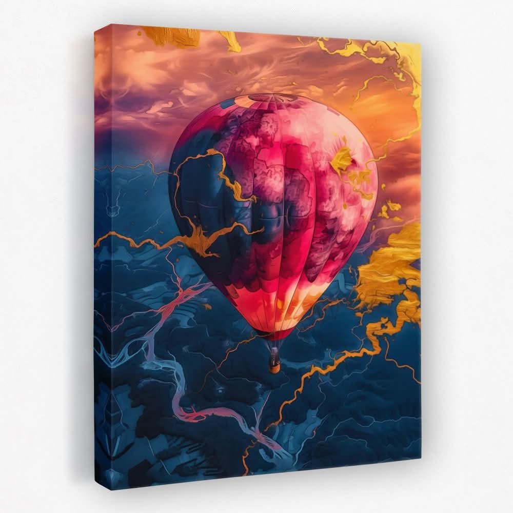 Hot Pink Air Balloon - Adventure Canvas Wall Art