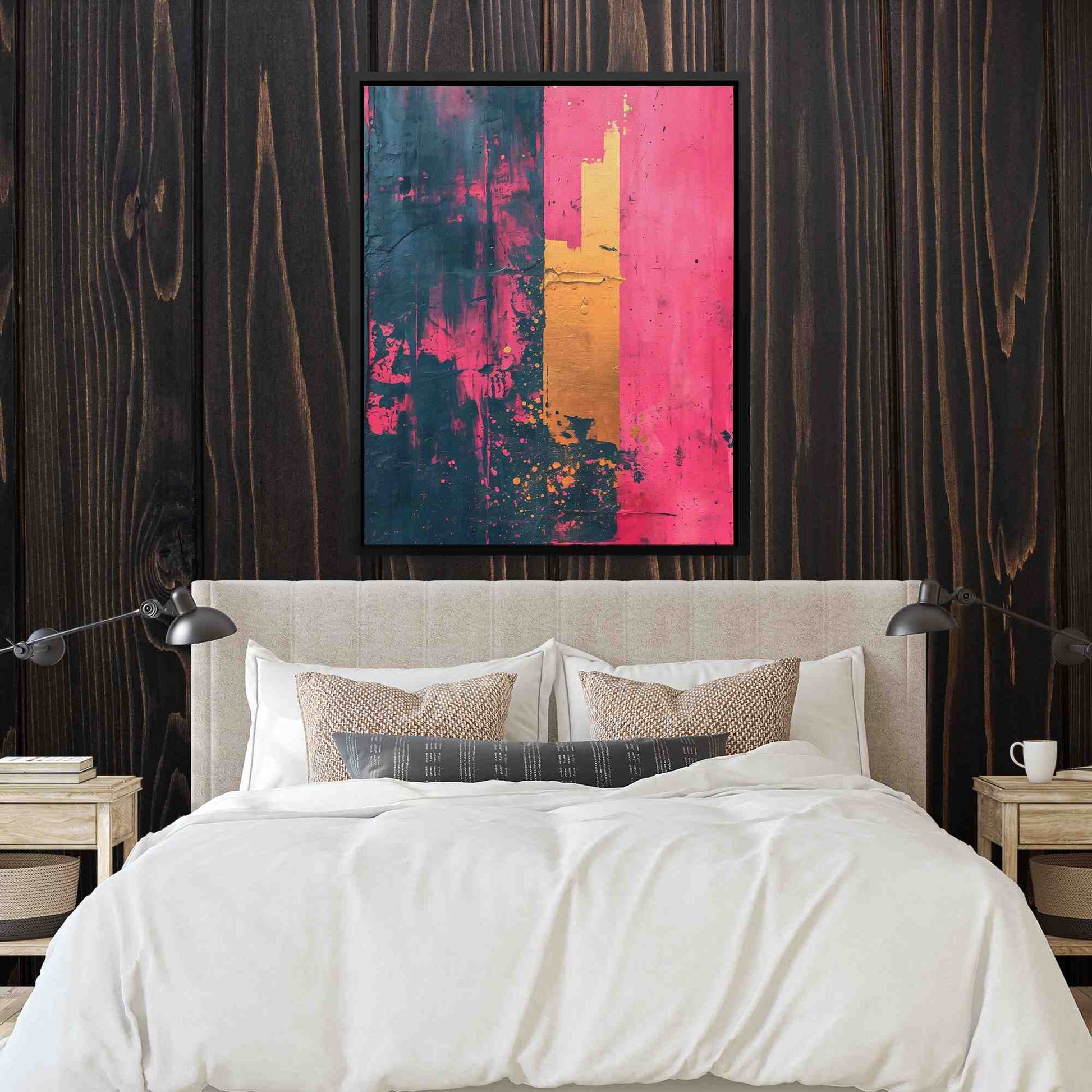 Hot Pink Gold - Large Abstract Canvas Print