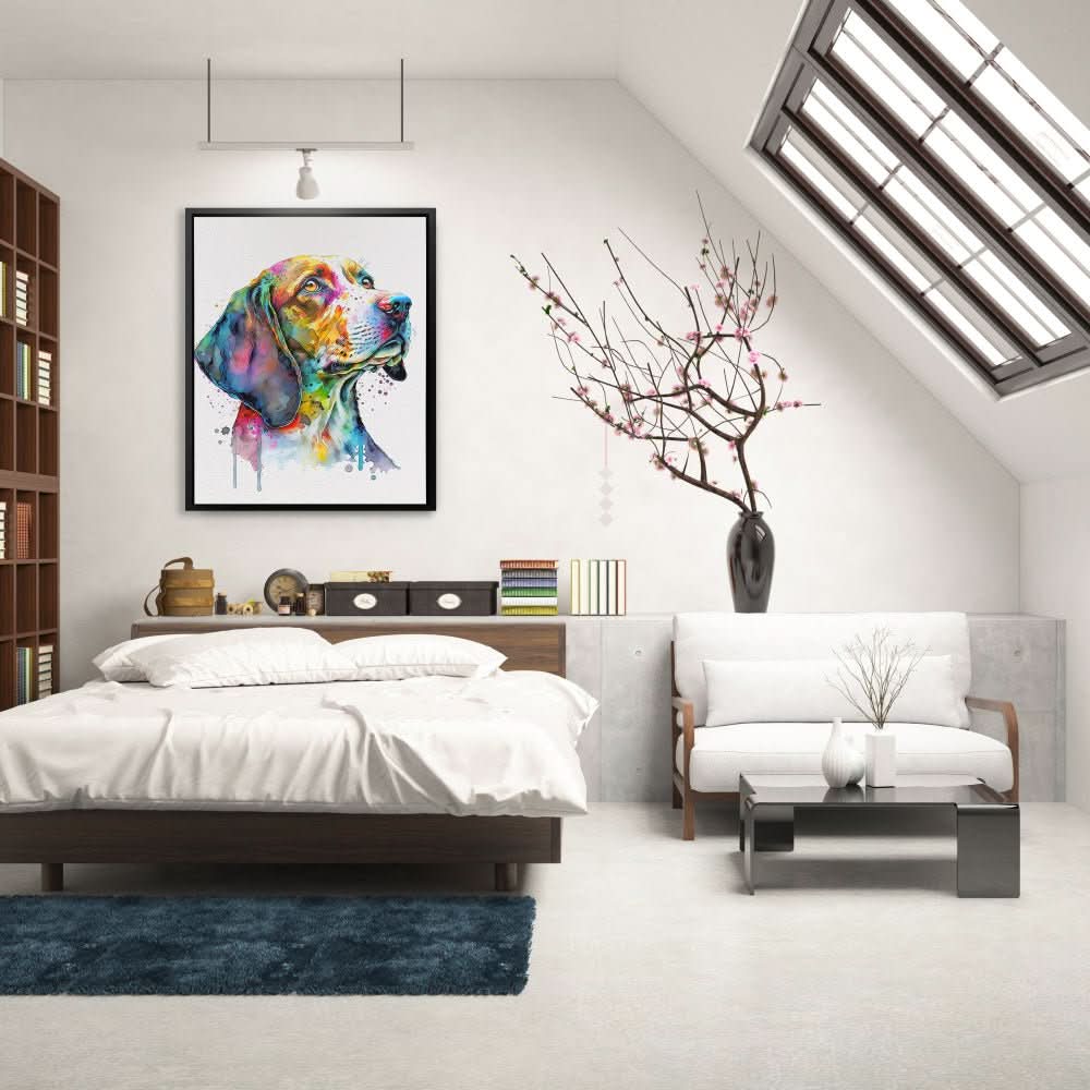 Hound Watercolor - Colorful Wall Art for Bedroom