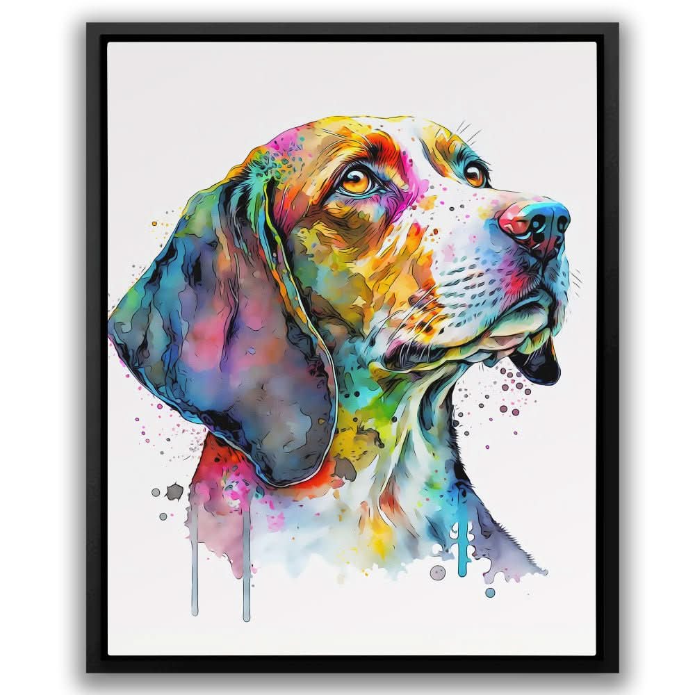 Hound Watercolor - Dog Wall Art in Black Frame