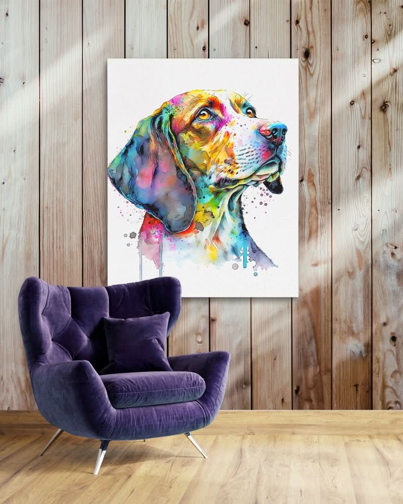 Hound Watercolor - Large Watercolor Canvas Print